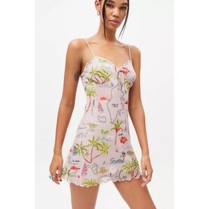 Urban Outfitters Elodie Printed Mesh Mini Dress